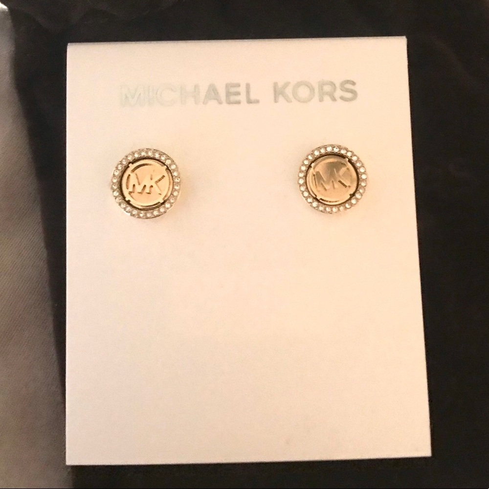 Michael Kors stud earrings gold logo